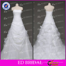 ЭД реальный образец свадебные платья без бретелек-линии Плиссированные Белый дешевые свадебное платье Сделано в Китае